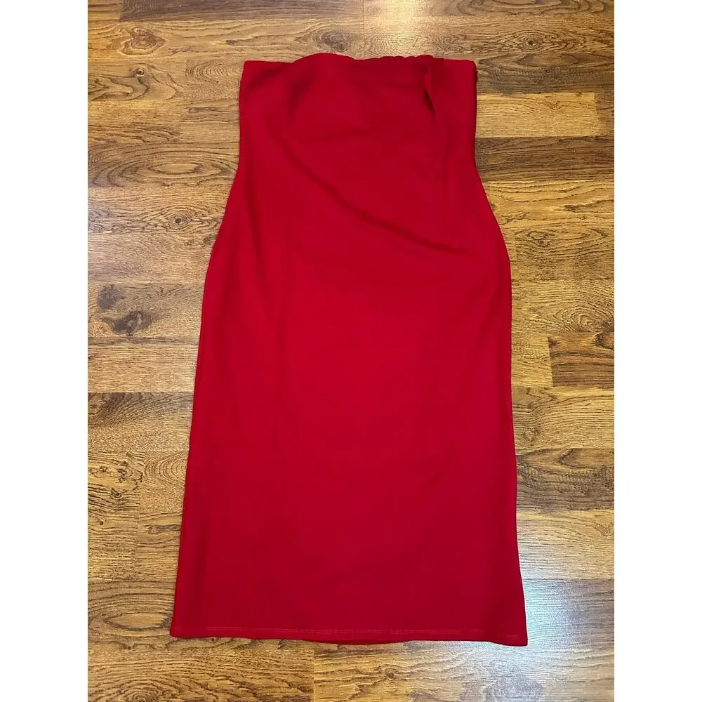 Marcella Natalia Strapless Midi Dress Women's XL Red NWT Minimalist Chic